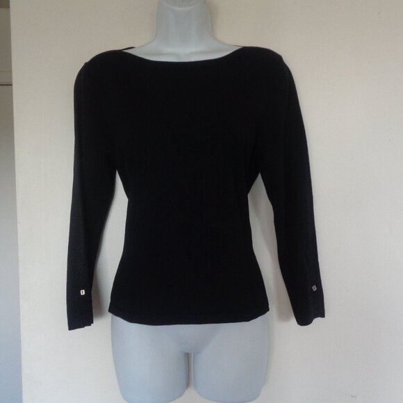 Talbots Tops - Vintage Talbots Black Rayon Knit Crew Neck Top PM Petite Medium